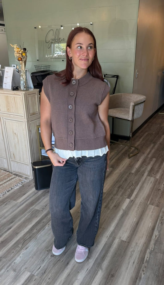 Super Soft Basic Vest Cardigan - Toffee