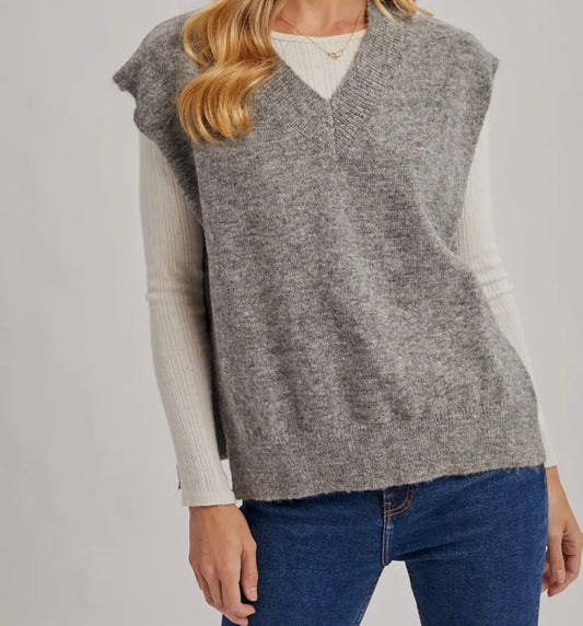 Oversized Knit Vest - Dark Grey