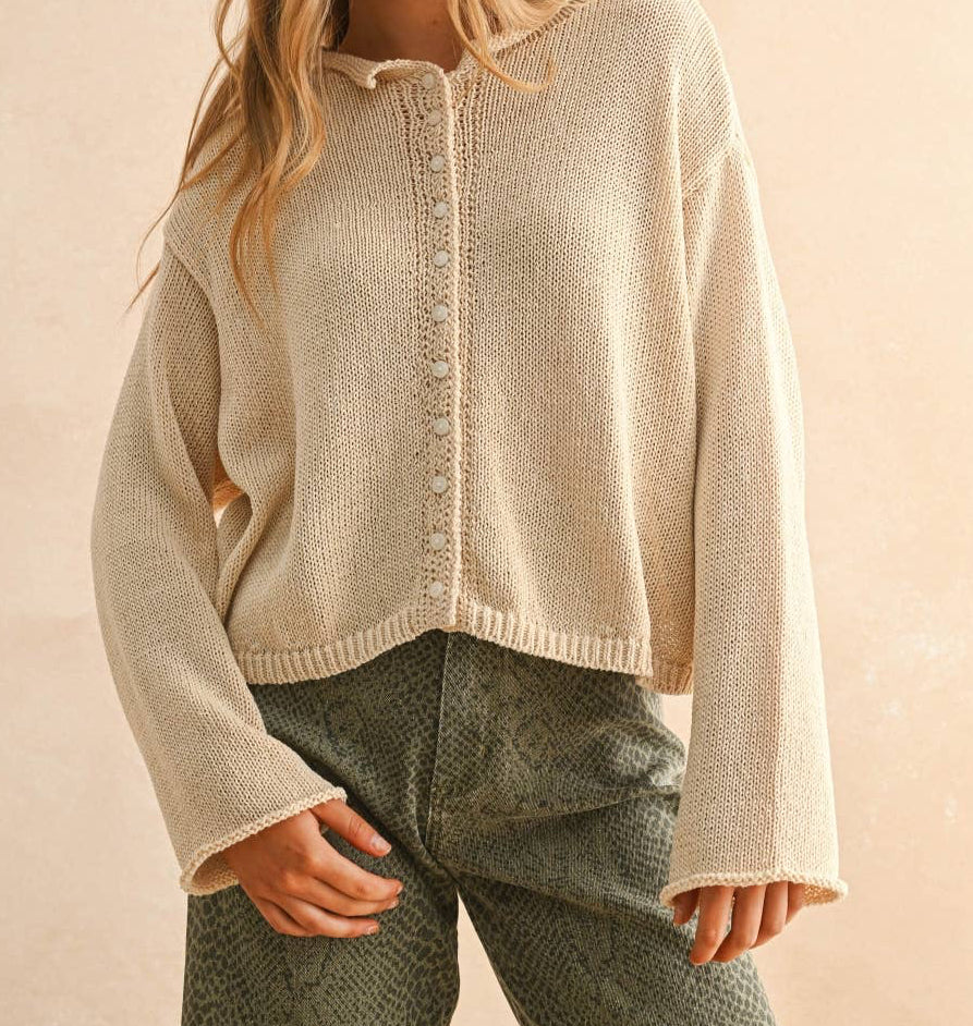 LIGHT WEIGHT BUTTON FRONT CARDIGAN
