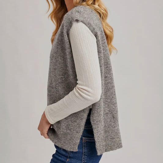 Oversized Knit Vest - Dark Grey