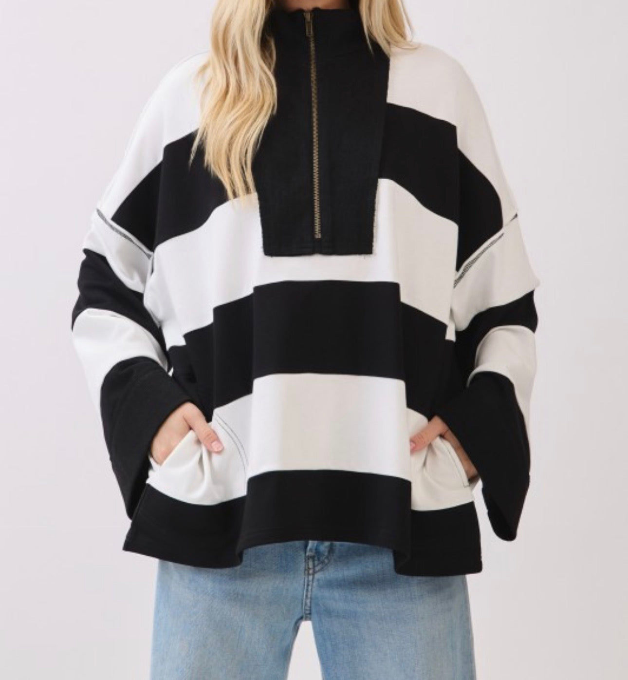Varsity Stripe Zip Pullover
